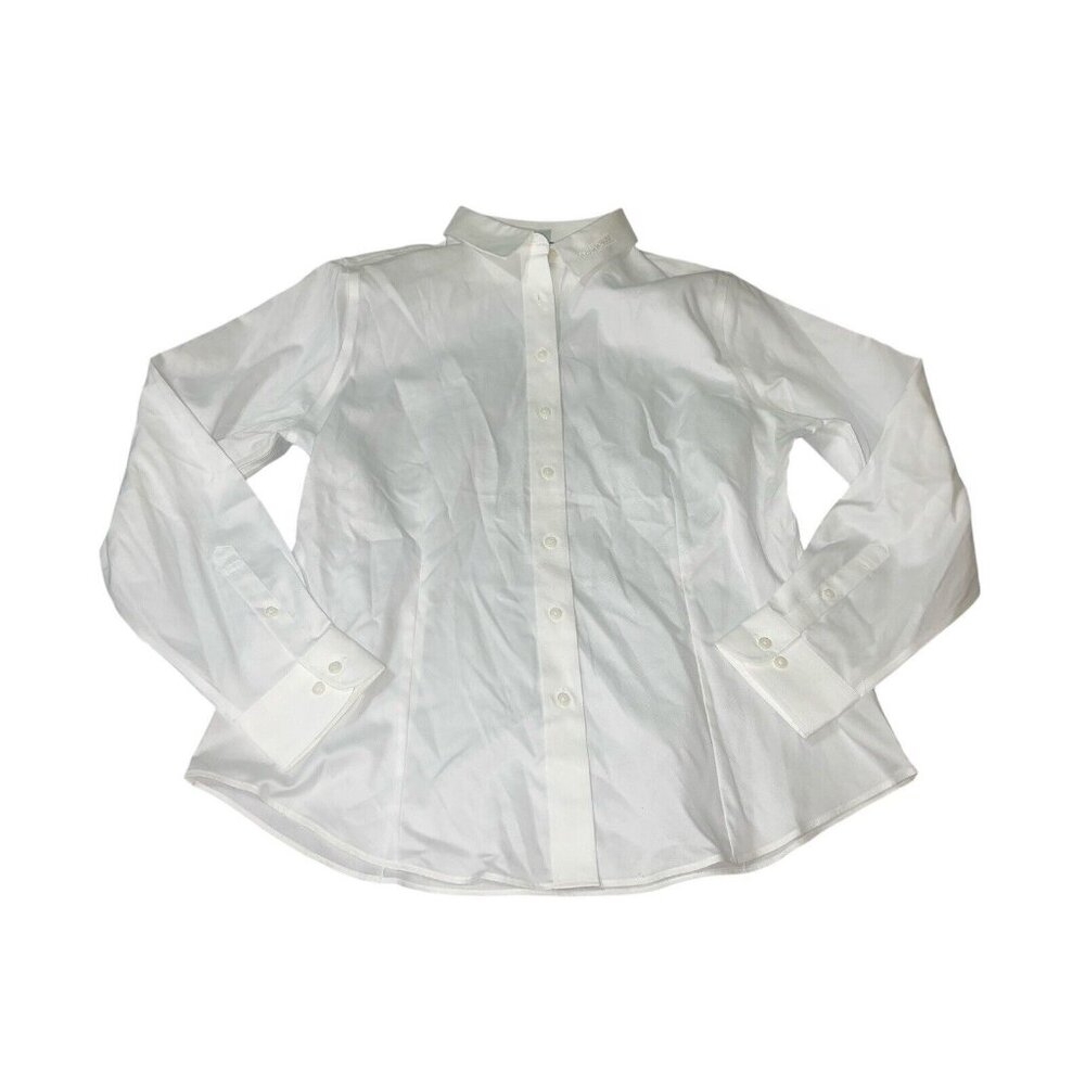 PORT AUTHORITY Women's Large White Button Up Twill Shirt "Rational" Embroidery
